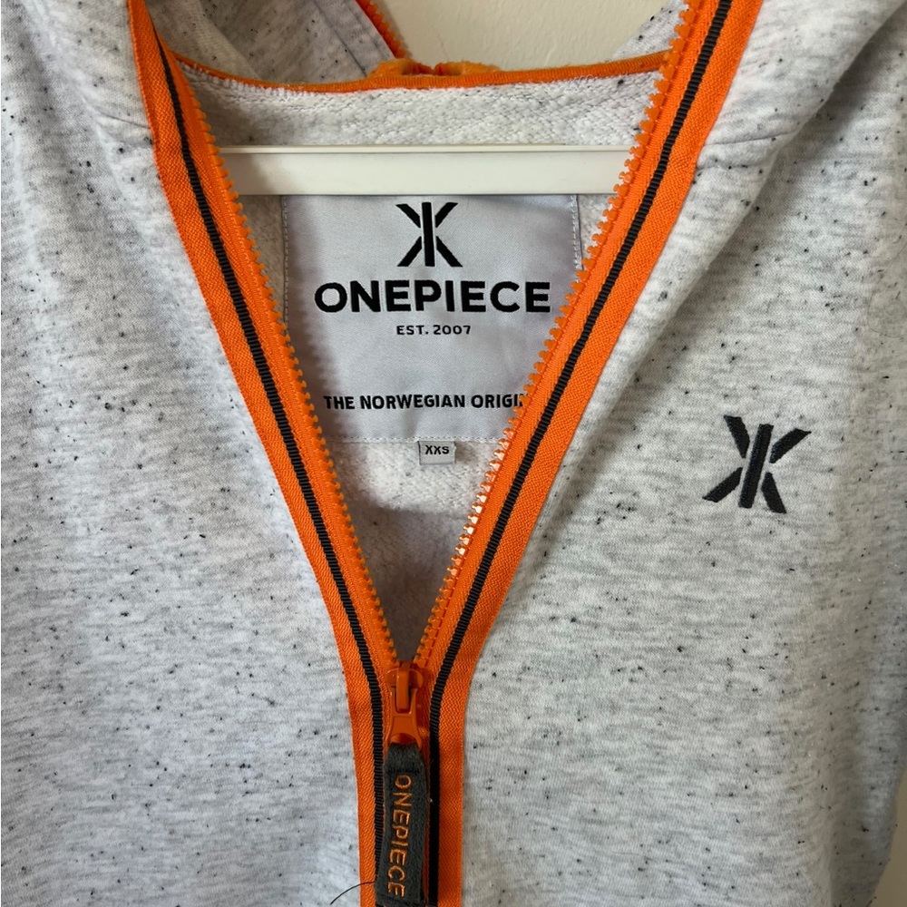 Onepiece Gray Hoodie with Orange Accents